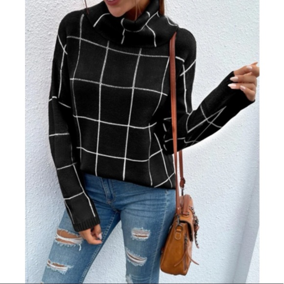 Boho Cozy Stripes Turtleneck Knit Sweater Top - Picture 2 of 6